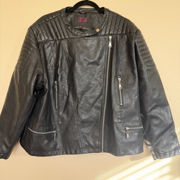 Olivia Miller Jackets & Blazers - Olivia Miller Black Faux  Leather Moto Jacket